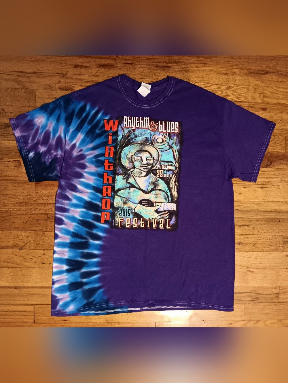 Blue Festival tie dye t-shirt NEW nwot guitar rock jazz country concert